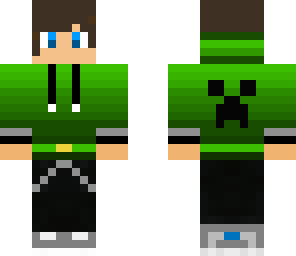 teen with green creeper hoodie