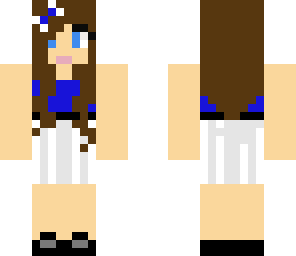 cute girl with blue dress and bow