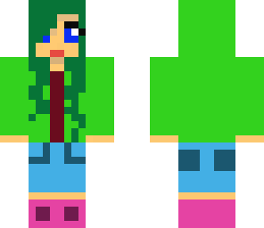green hoodie girl