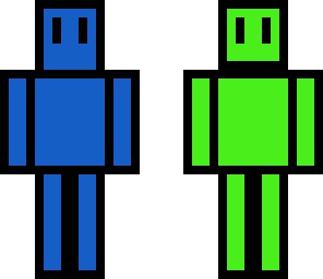 blue and green man