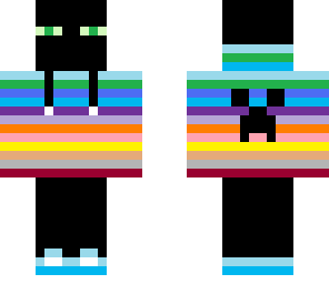 enderman in a rainbow creeper hoodie