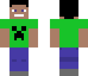 black hair steve with creeper shirt