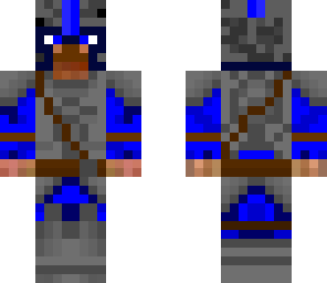 blue army knight with a helmet