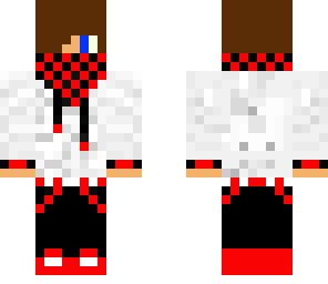 red teen with headphones