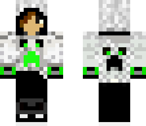 green white hood with headphones