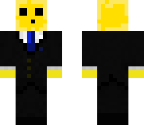 yellow slime in a suit without sunglasses