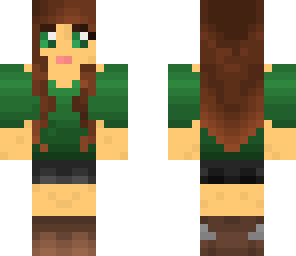 brunette in green