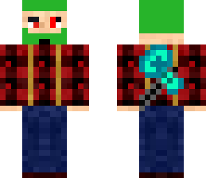 evil lumberjack with green hair