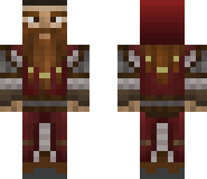 dwarven warrior without helmet and red hood