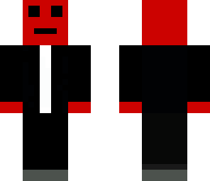 red guy with a black suit