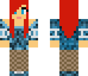 girl in a blue dress with red hair
