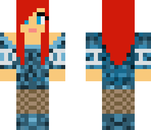 edited girl in a blue dress with red hair