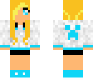 girl with headphones in blue