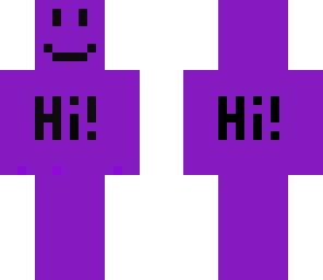 purple guy that says hi
