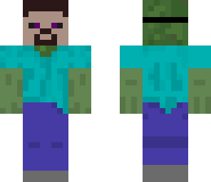 zombie wearing a steve mask