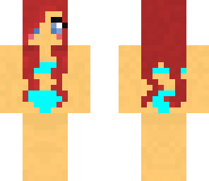 red hair girl in turquoise swimsuit