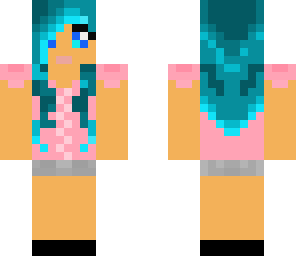 pink top blue hair
