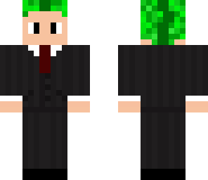 green haired suit man