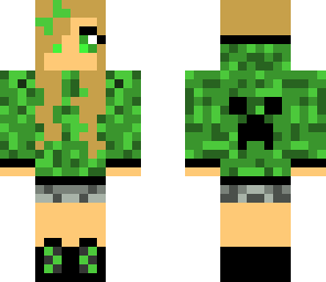 cute girl with creeper hoodie