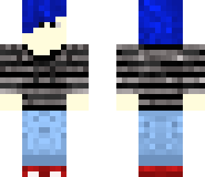 blue haired guy in sweatshirt