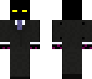 enderman in a suit with yellow eyes