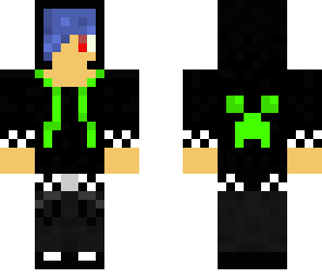 blue haired hooded boy