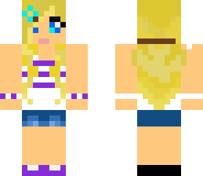 puple striped blonde girl