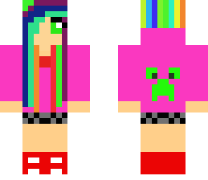 rainbow-haired creeper hoodie girl