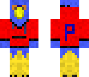 blue parrot with red dress suit