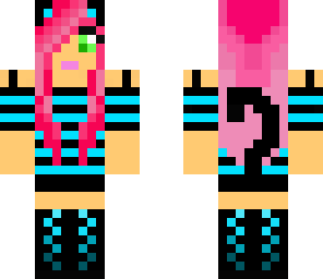 pink haired blue panda girl