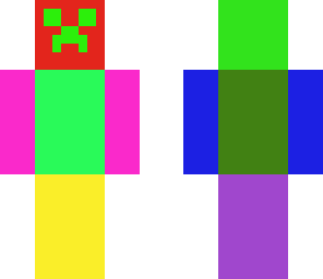 colorful guy with neon green creeper face