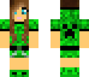 Creeper Girl with Hoodie and Headphones | Minecraft Skin