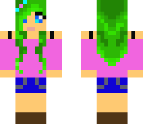 cute girl with green hair