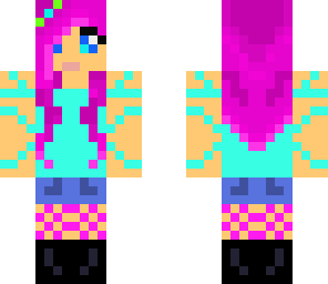 cute girl with purple pink hair