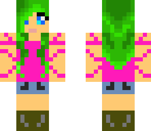 cute girl with green hair