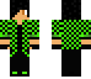 green and black checkered emo skin