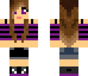 purple stripes girl with headphones
