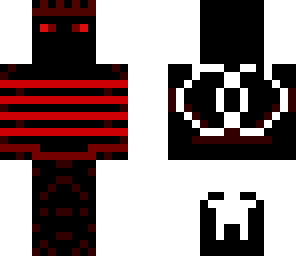 very black with red strikes and a skull