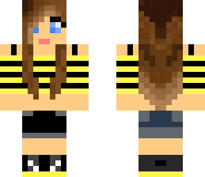 yellow stripes girl with headphones