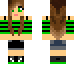 green stripes girl with headphones