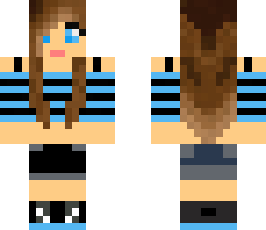light-blue stripes girl with headphones