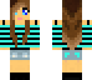 girl with blue and black striped shirt