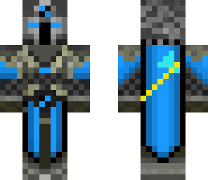 blue knight with weapons