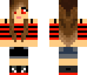 red stripes girl with headphones