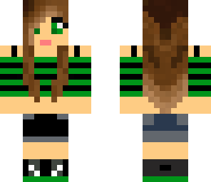 dark-green stripes girl with headphones
