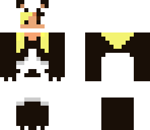 blonde girl in a panda suit