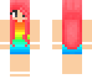 rainbow girl with pink hair