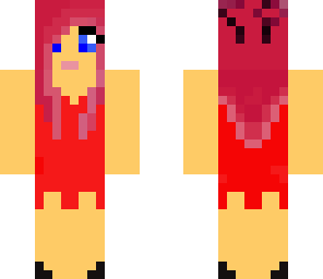 red dress girl pink hair