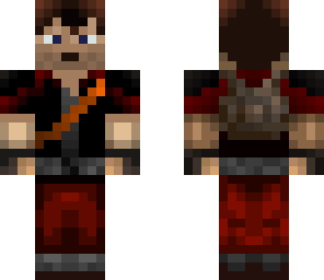 red adventurer with bag