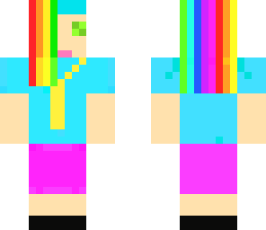 school girl with rainbow hair